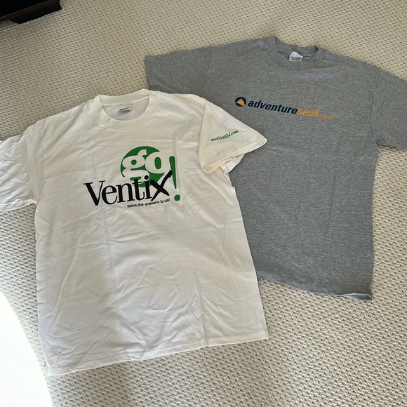 NWOT Set of two 1990s dot com trade show tees, both Hanes Beefy T size Large - Picture 1 of 10